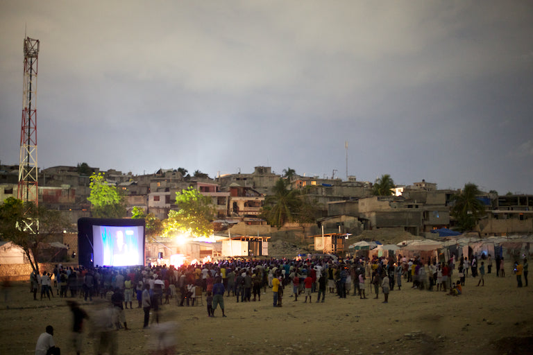 Open Air Cinema's Screening of Haitian Presidential Debates in Camp Accra, Port-au-Prince, Haiti