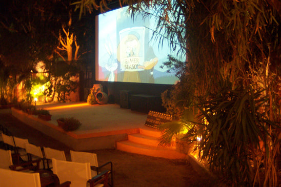 Outdoor Movies at the Open Air Cinema Kamari in Santorini, Greece