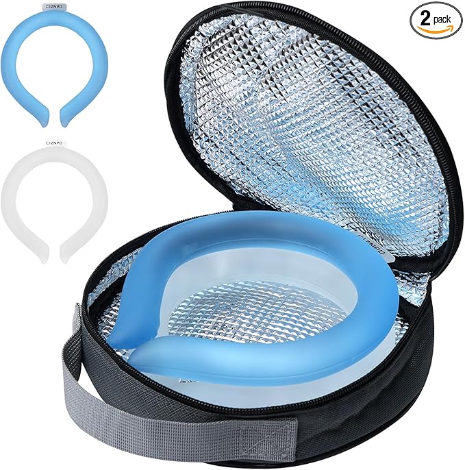 Neck cooling ring 2-pack with insulated carry bag