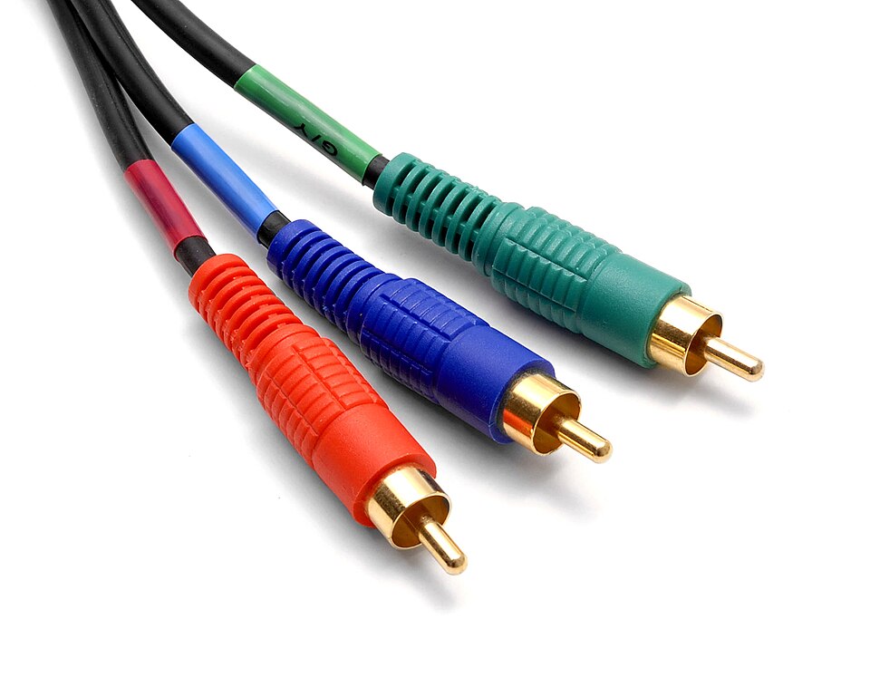 Component video YPbPr RCA plugs in green, blue and red