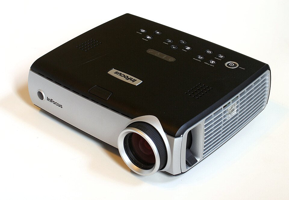 Video projector, front and lens