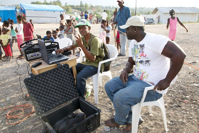Open Air Cinema's Screening of Haitian Election Media in Villaembetta, Port-au-Prince, Haiti
