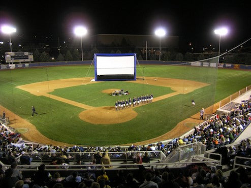 Open Air Cinema 40' Elite inflatable movie screen at a community event