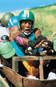 A racing scene from the cool runnnings movie