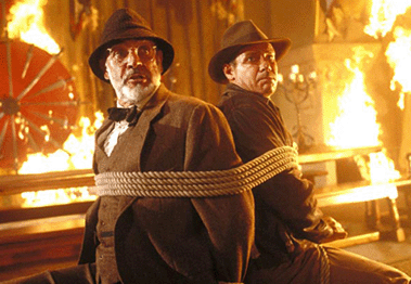 Indiana Jones in a scene from The Last Crusade