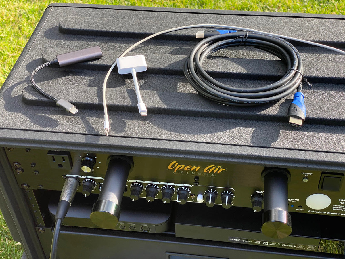 A/V adapters included with the Drive-in Elite 40' kit