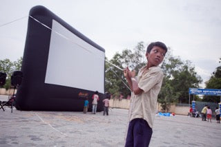 Open Air Cinema Standard 20' screen at a large outdoor event