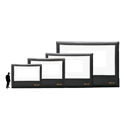Open Air Cinema Standard 12' inflatable movie screen, lineup view